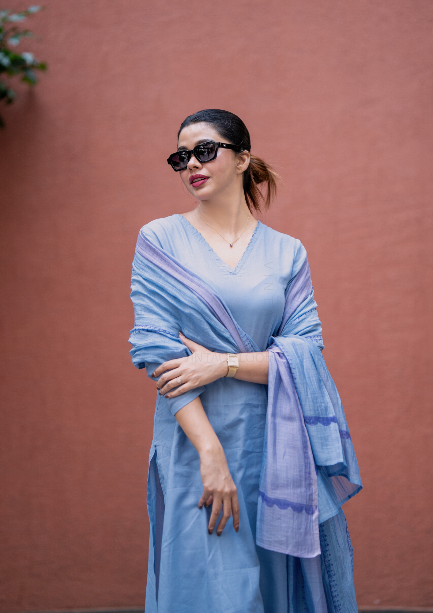 Breeze Blue Pure Cotton Suit Set