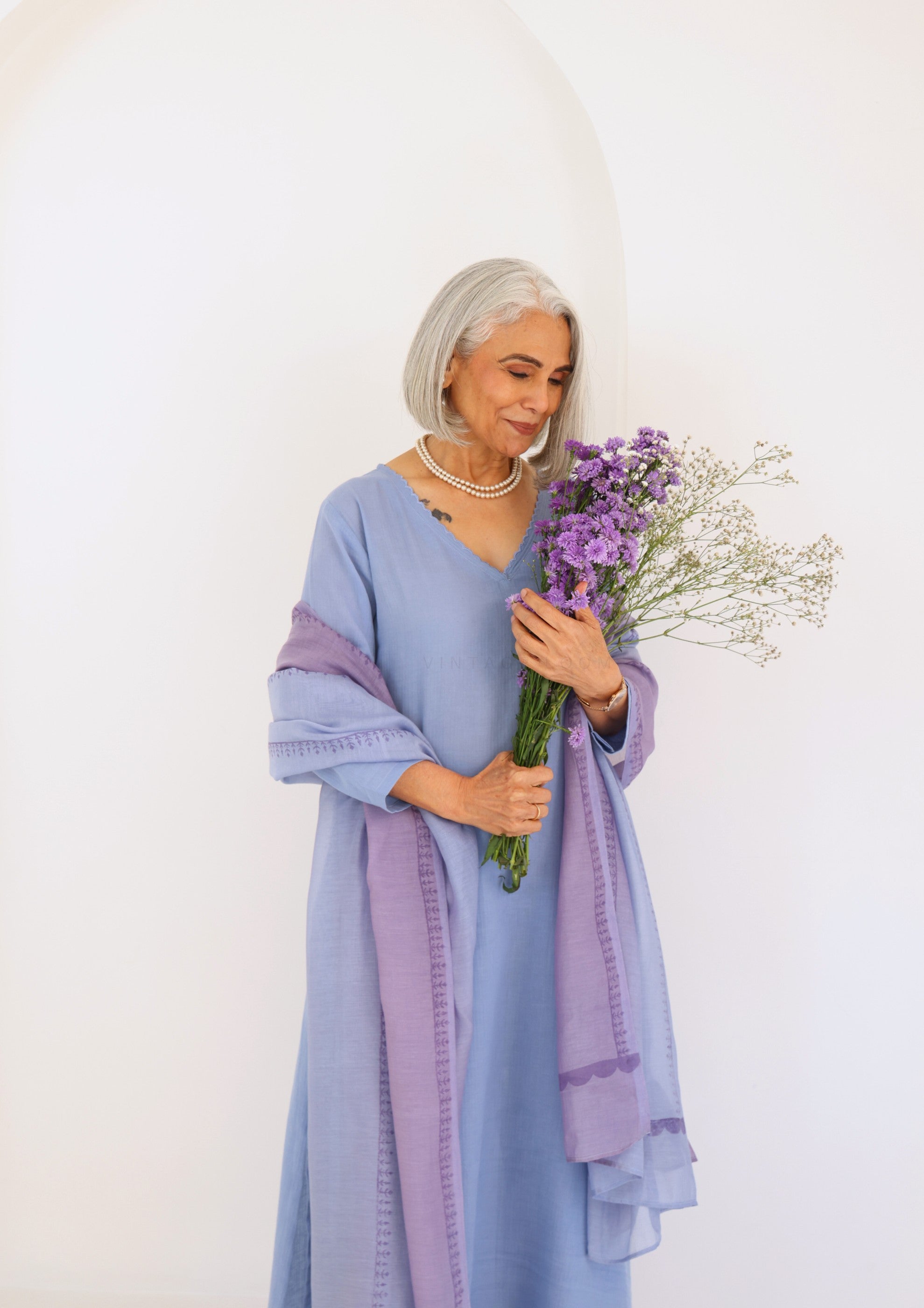 Breeze Blue Pure Cotton Suit Set