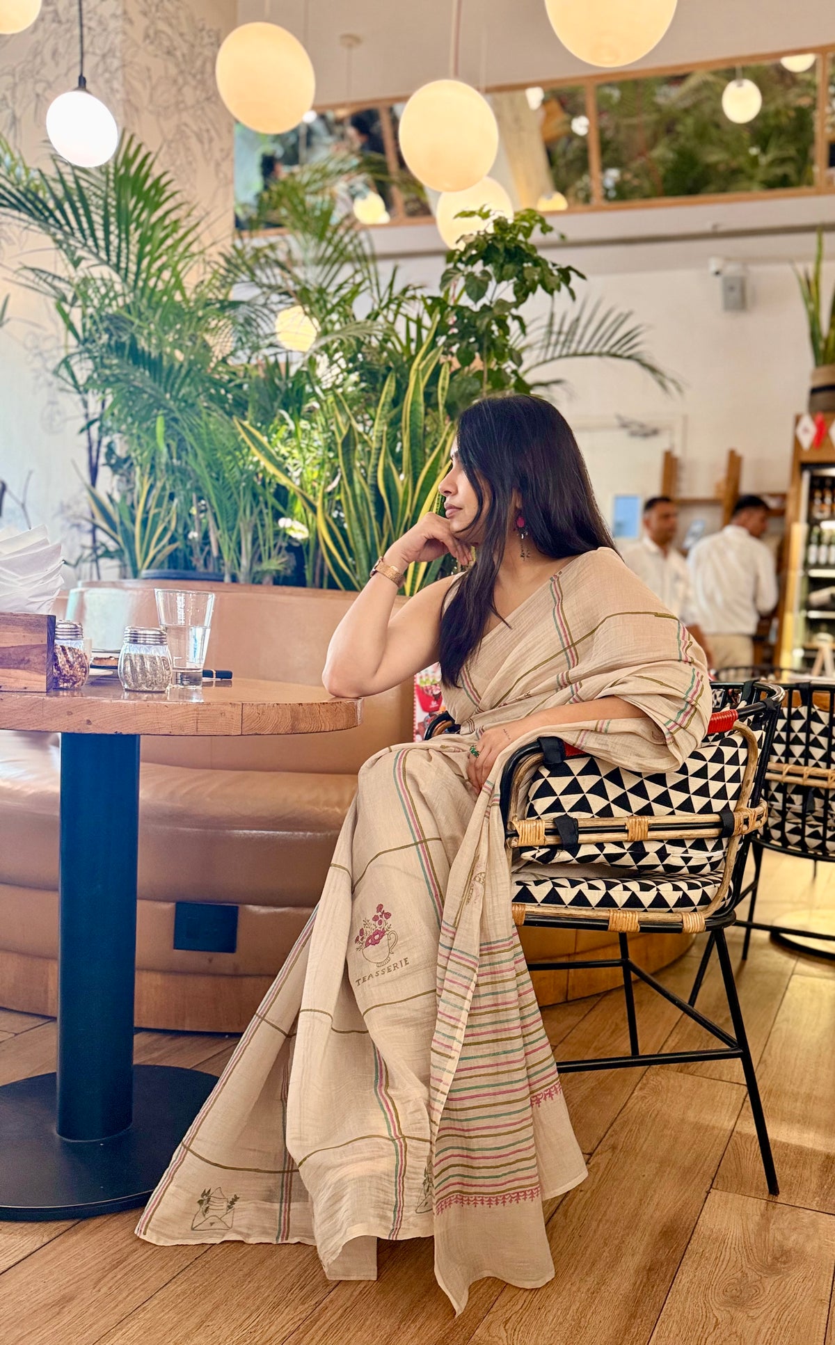 Sand Chanderi Silk Hand-block Printed Saree