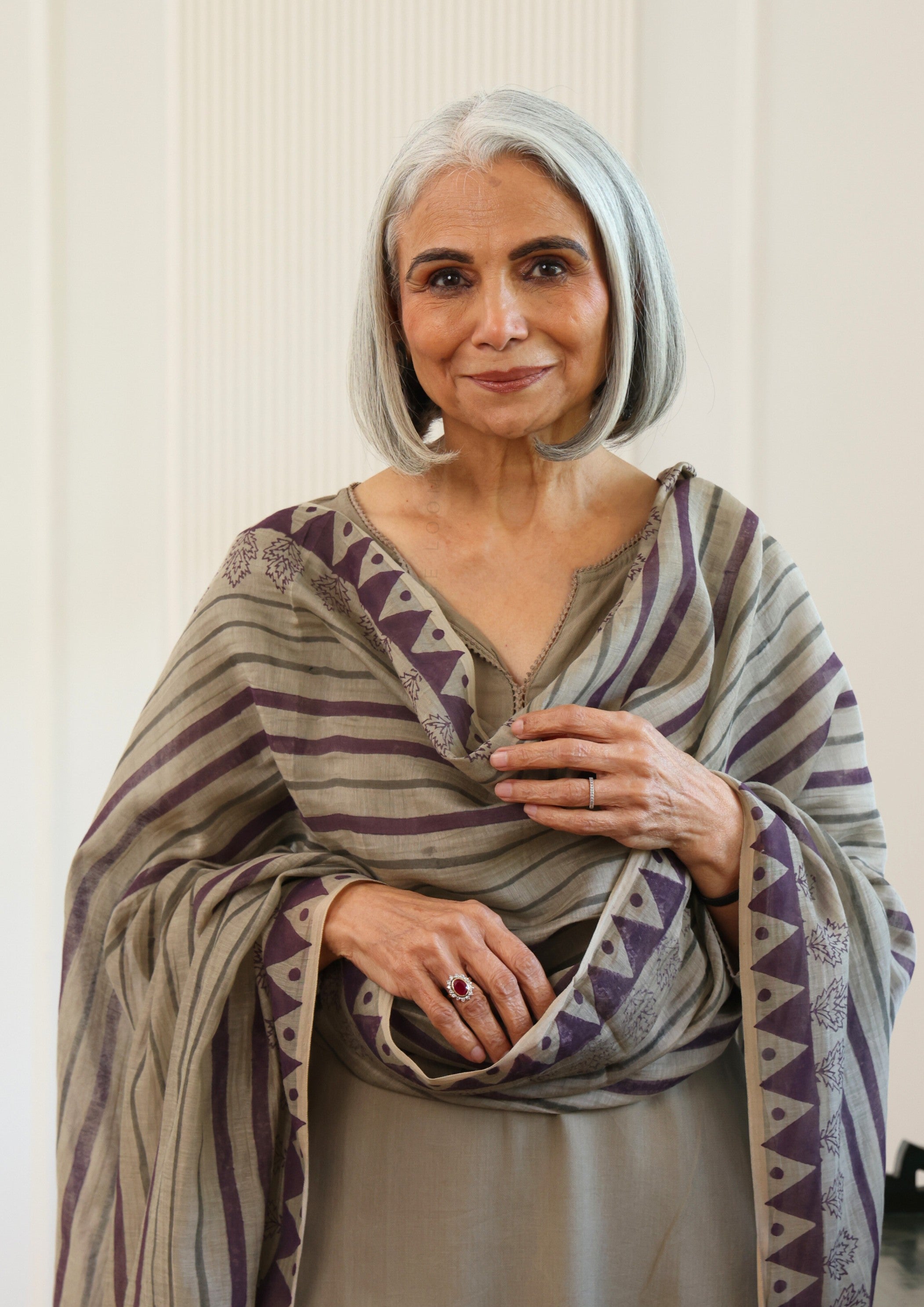 Greige Pure Cotton Suit Set