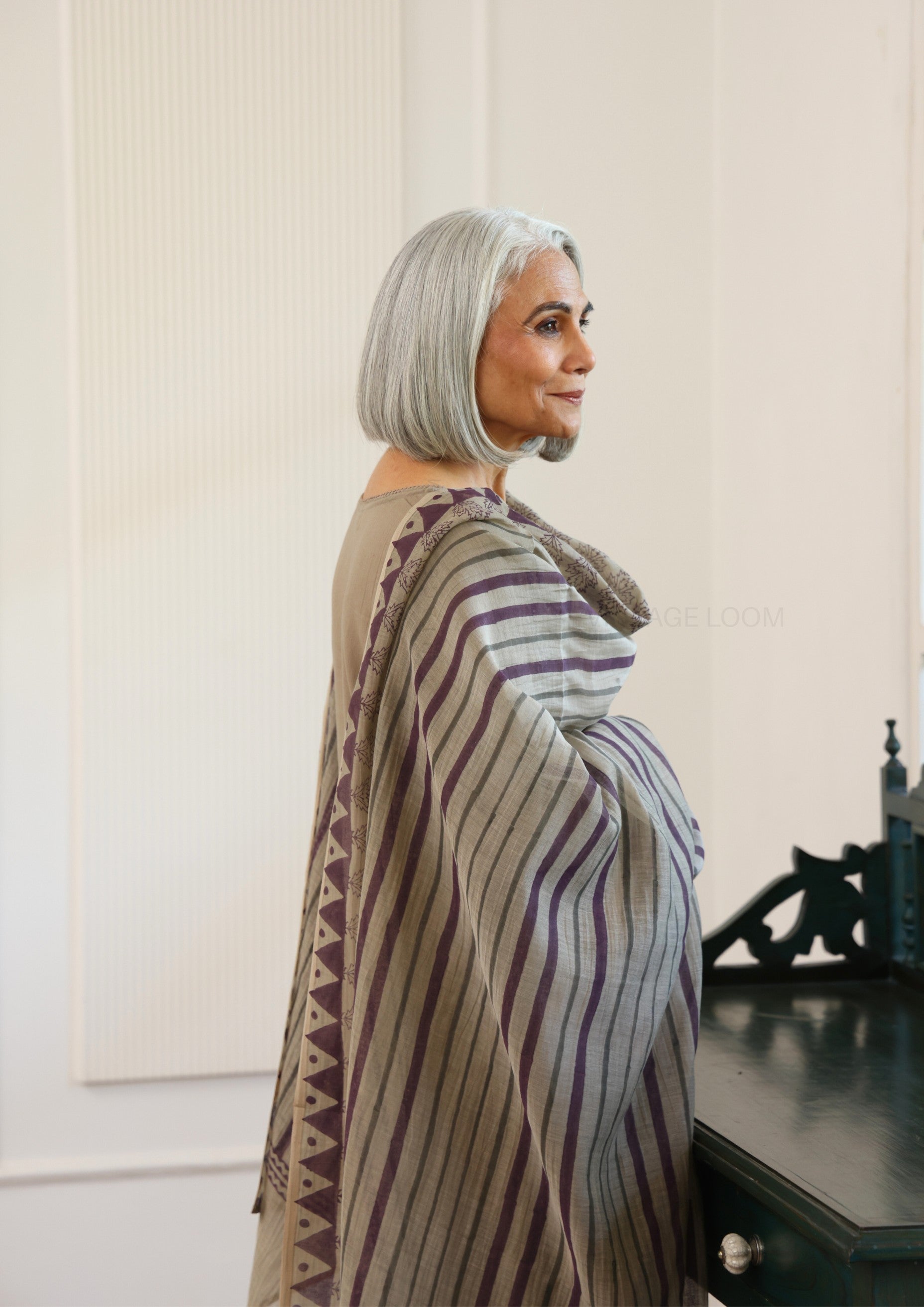 Greige Pure Cotton Suit Set