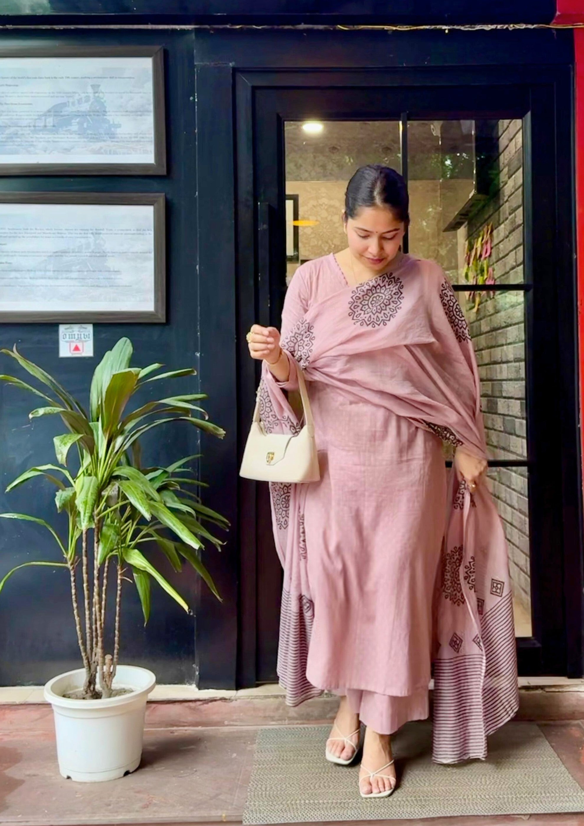 Old Rose Pure Cotton Suit Set