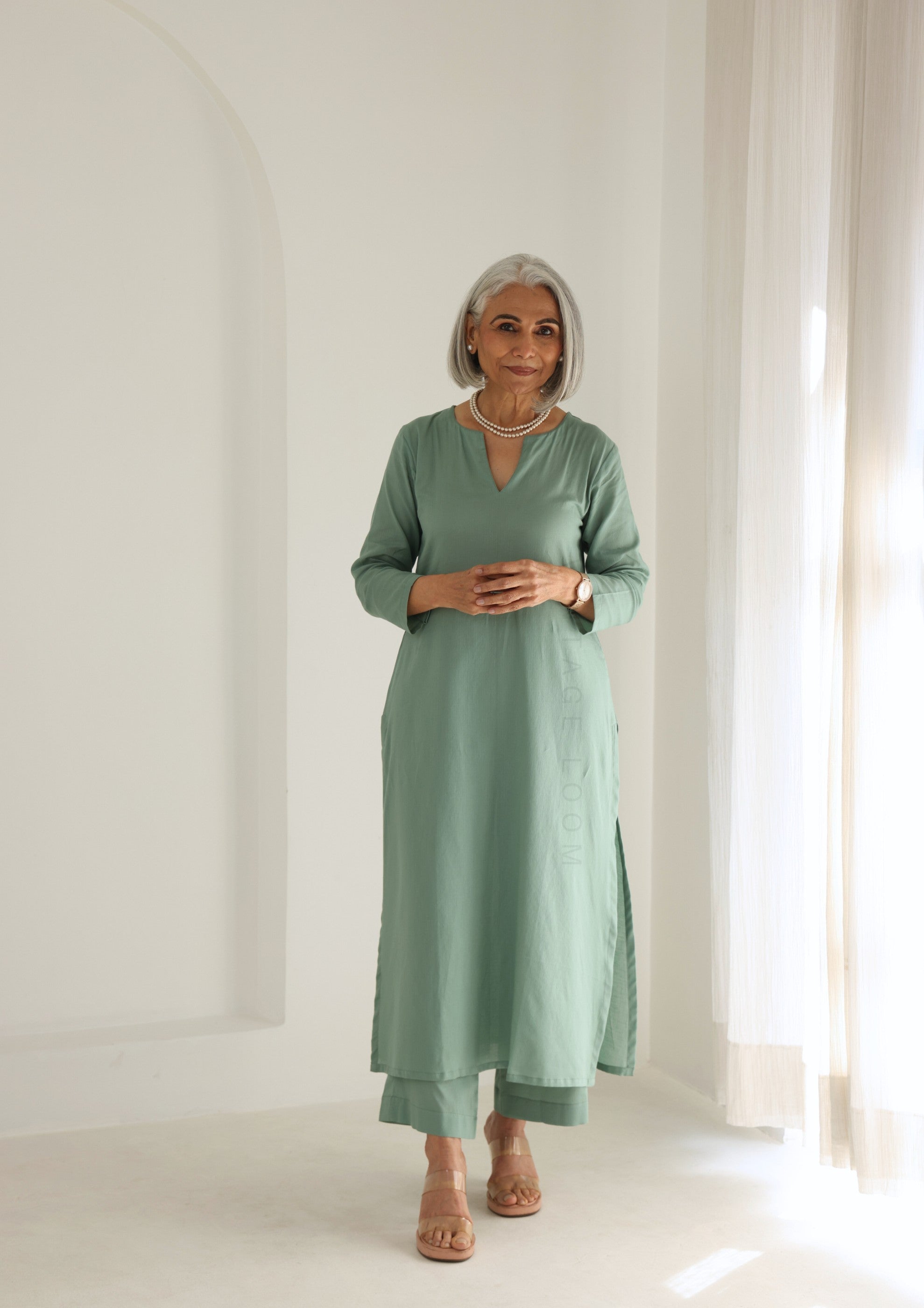Apple Green Pure Cotton Suit Set