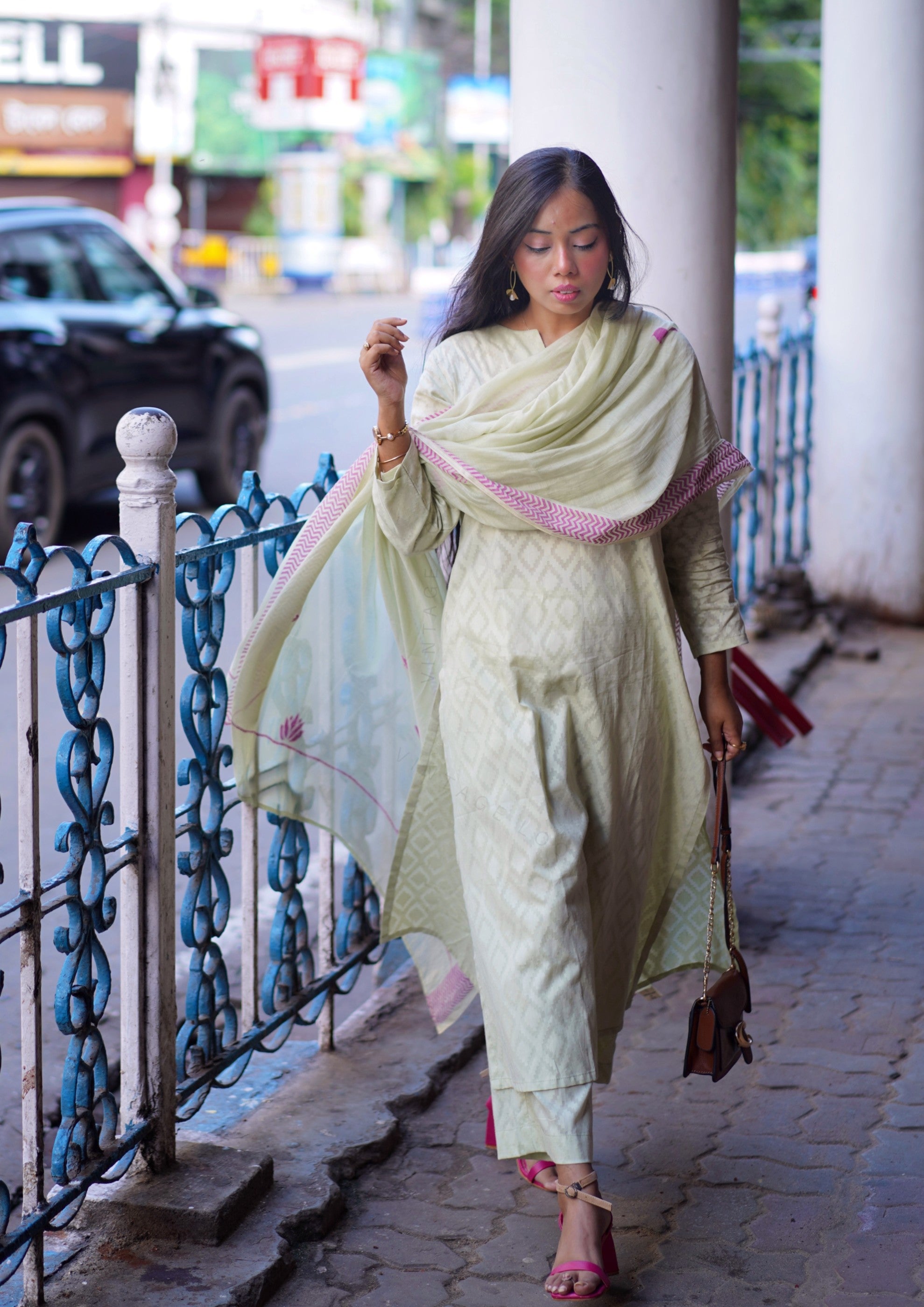 Lime Green Pure Cotton Suit Set