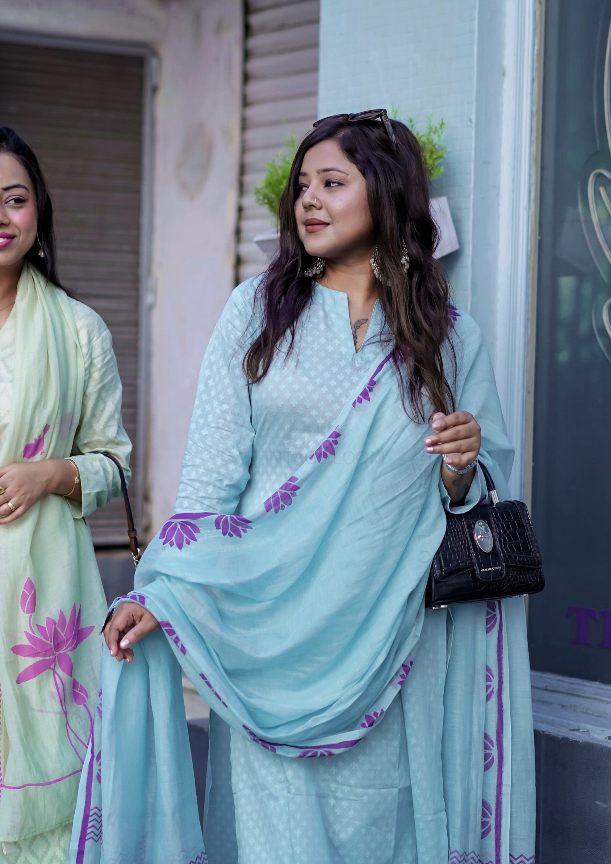 Sky Blue Pure Cotton Suit Set