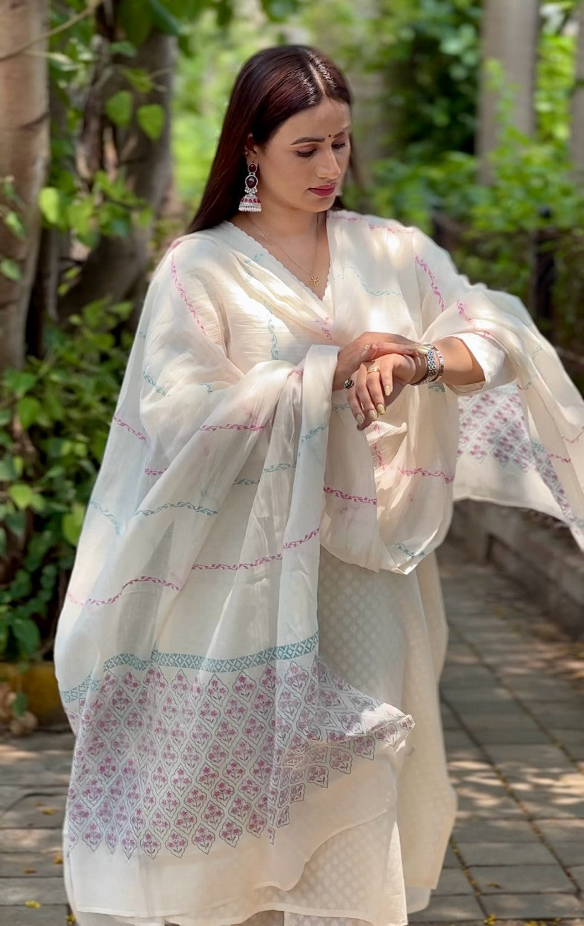 Ivory Pure Cotton Suit Set