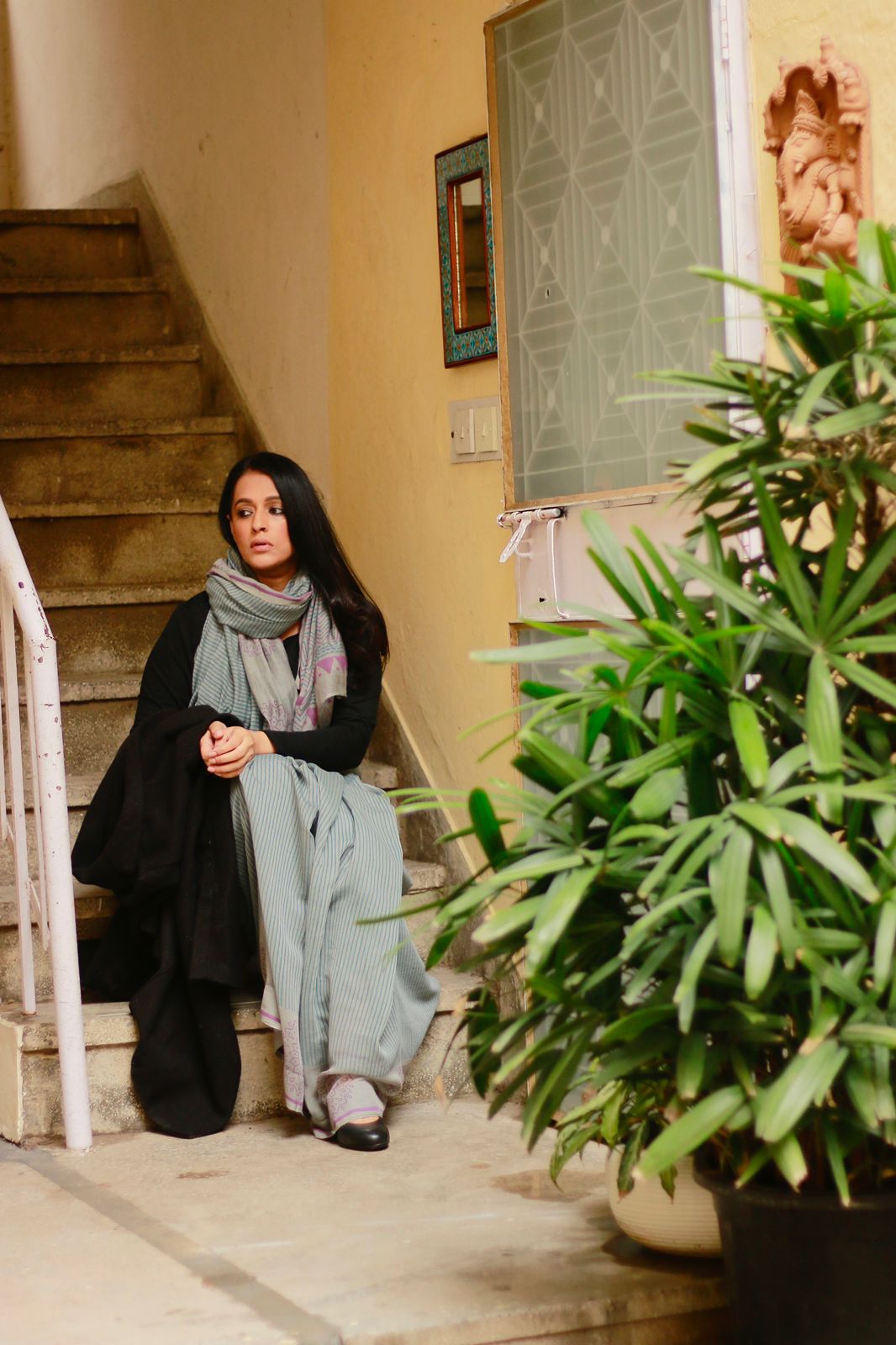 The Maven Grey Chanderi Silk Handblock Printed Saree