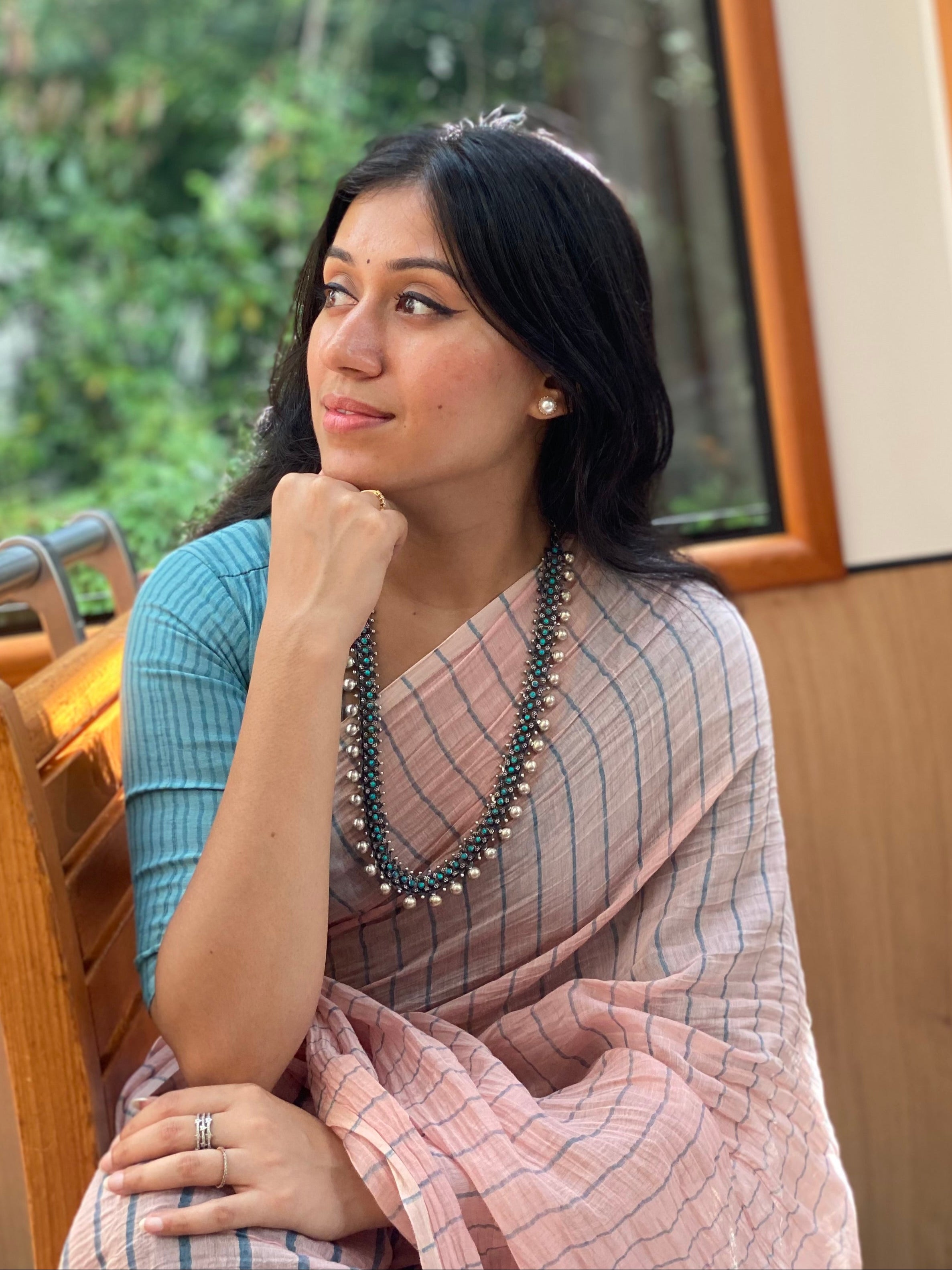 Ballerina Pink Chanderi Silk Handblock Printed Saree