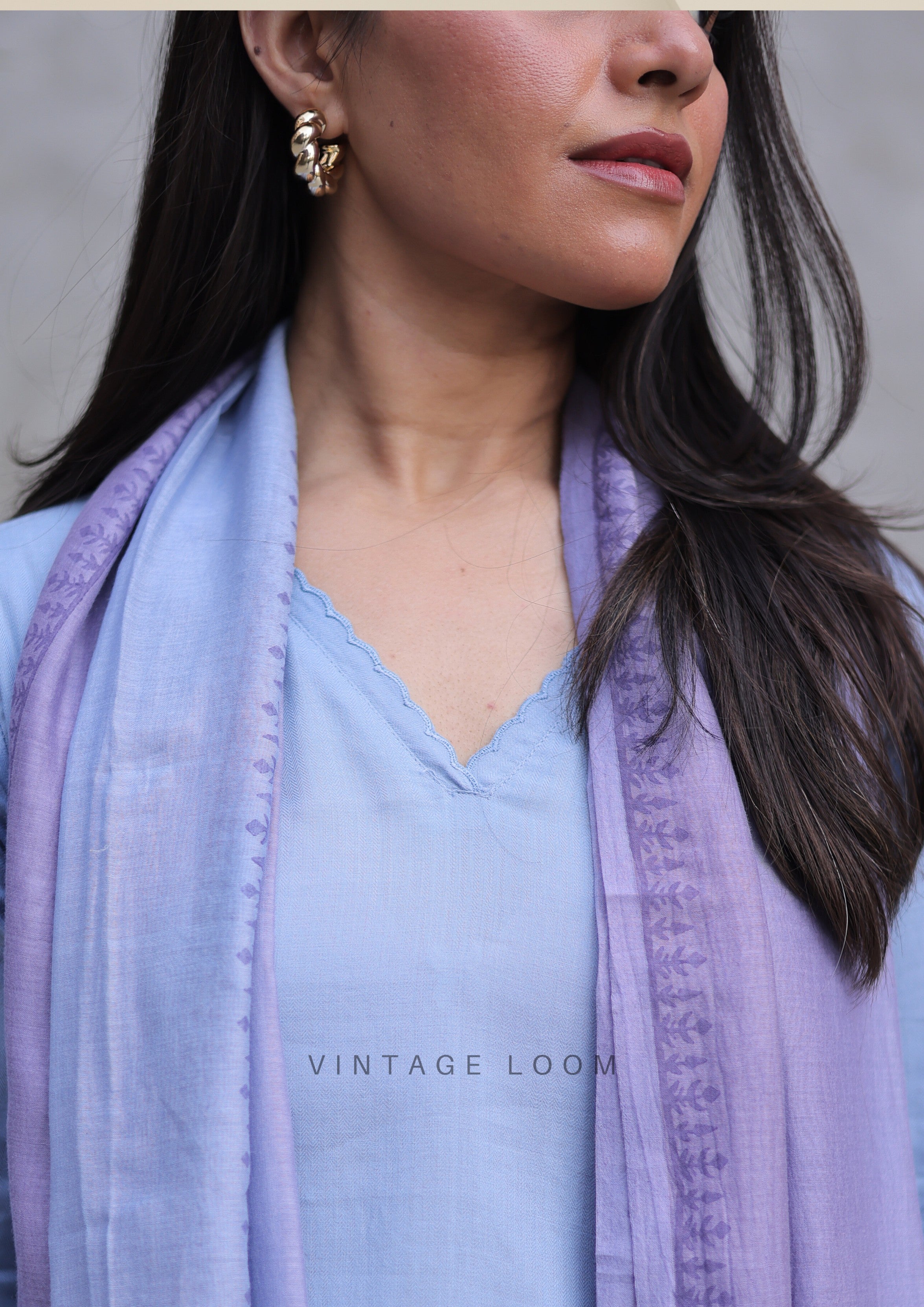 Breeze Blue Pure Cotton Suit Set