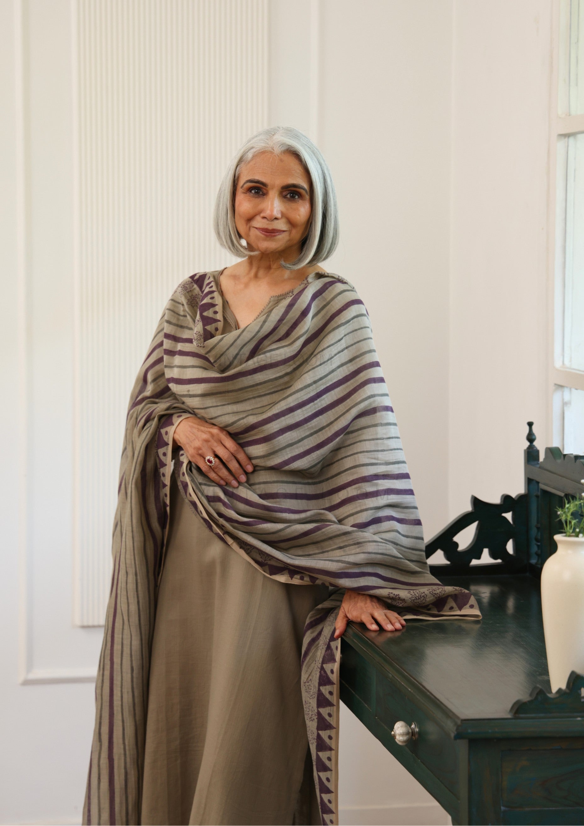 Greige Pure Cotton Suit Set