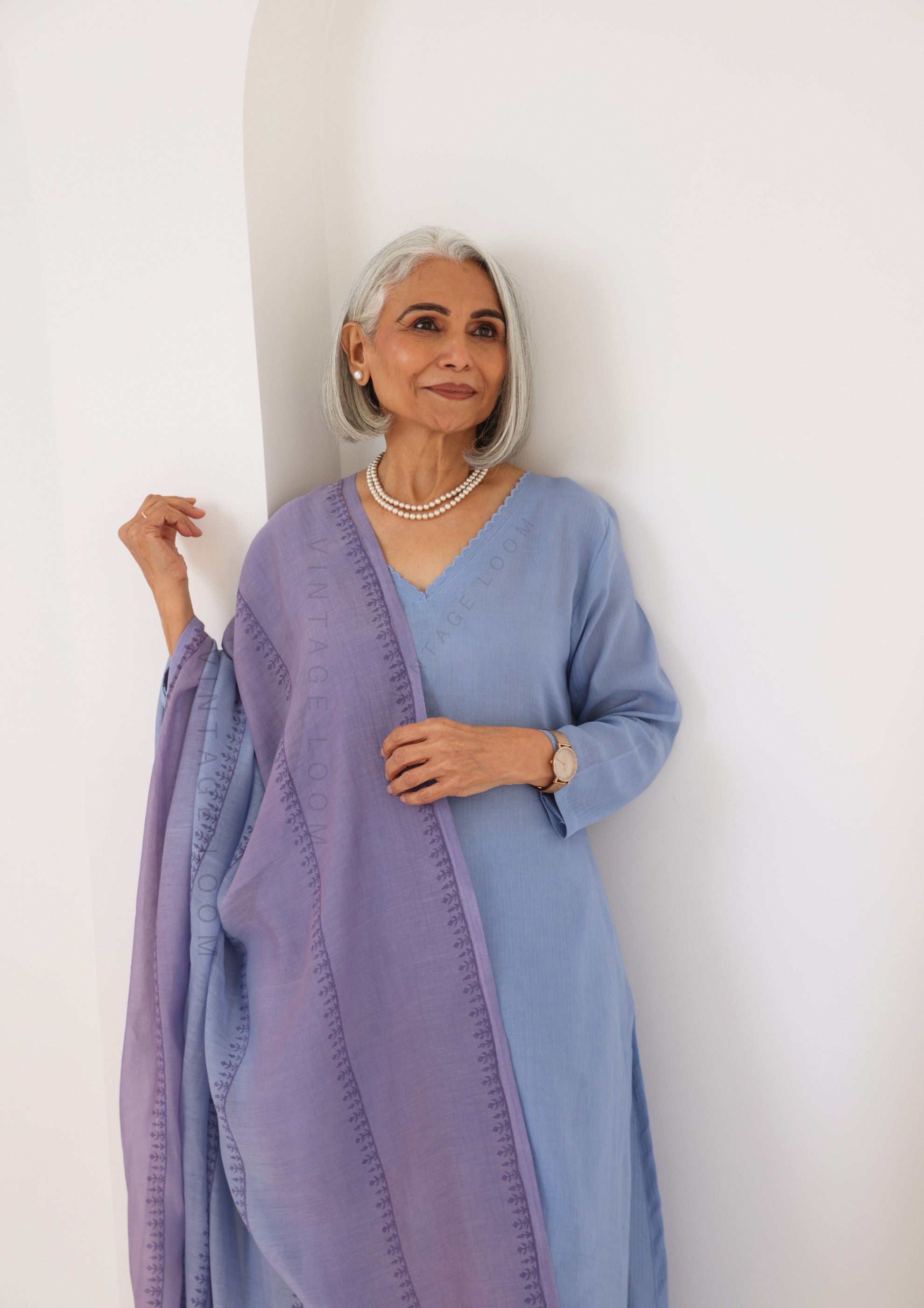 Breeze Blue Pure Cotton Suit Set