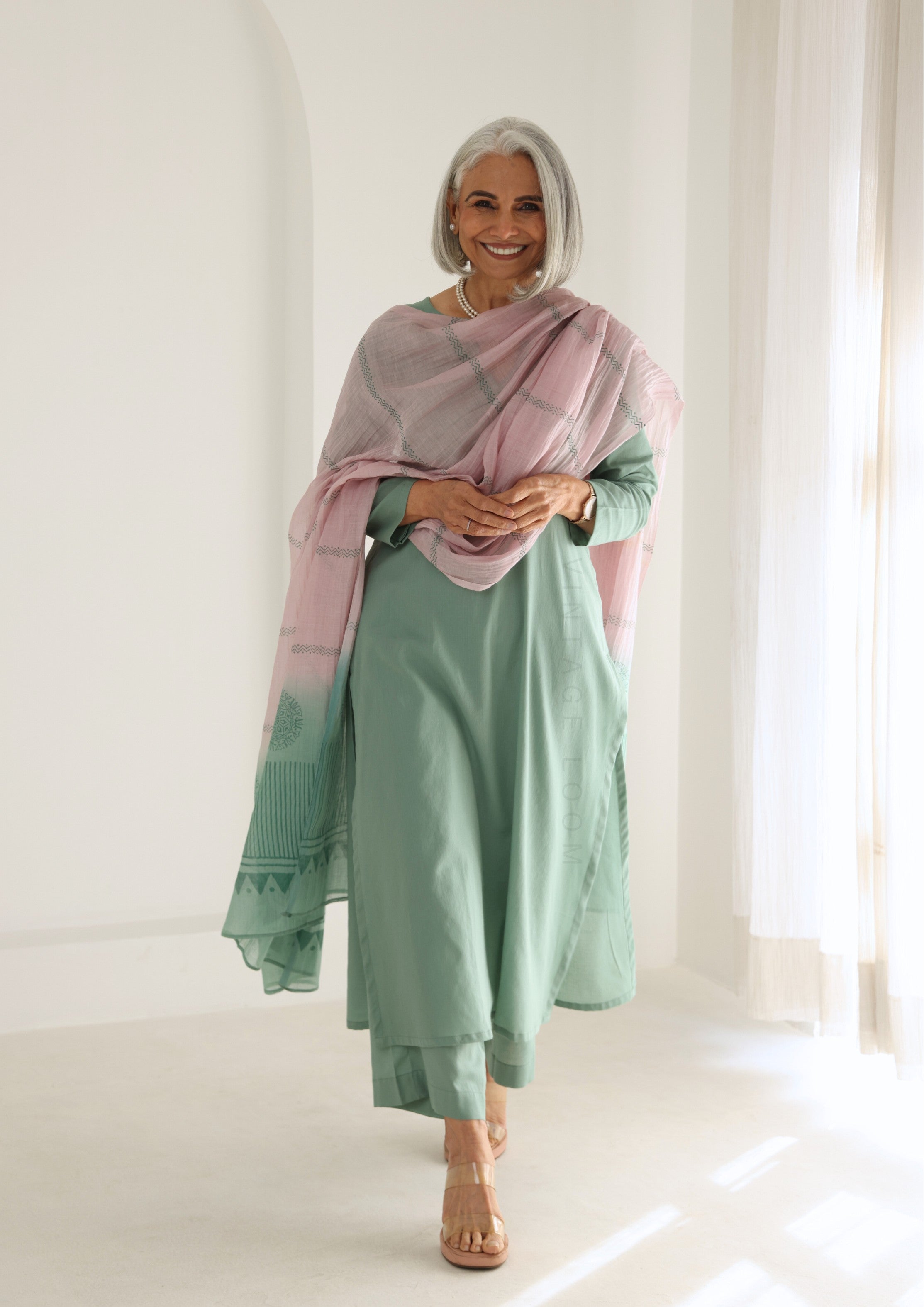 Apple Green Pure Cotton Suit Set