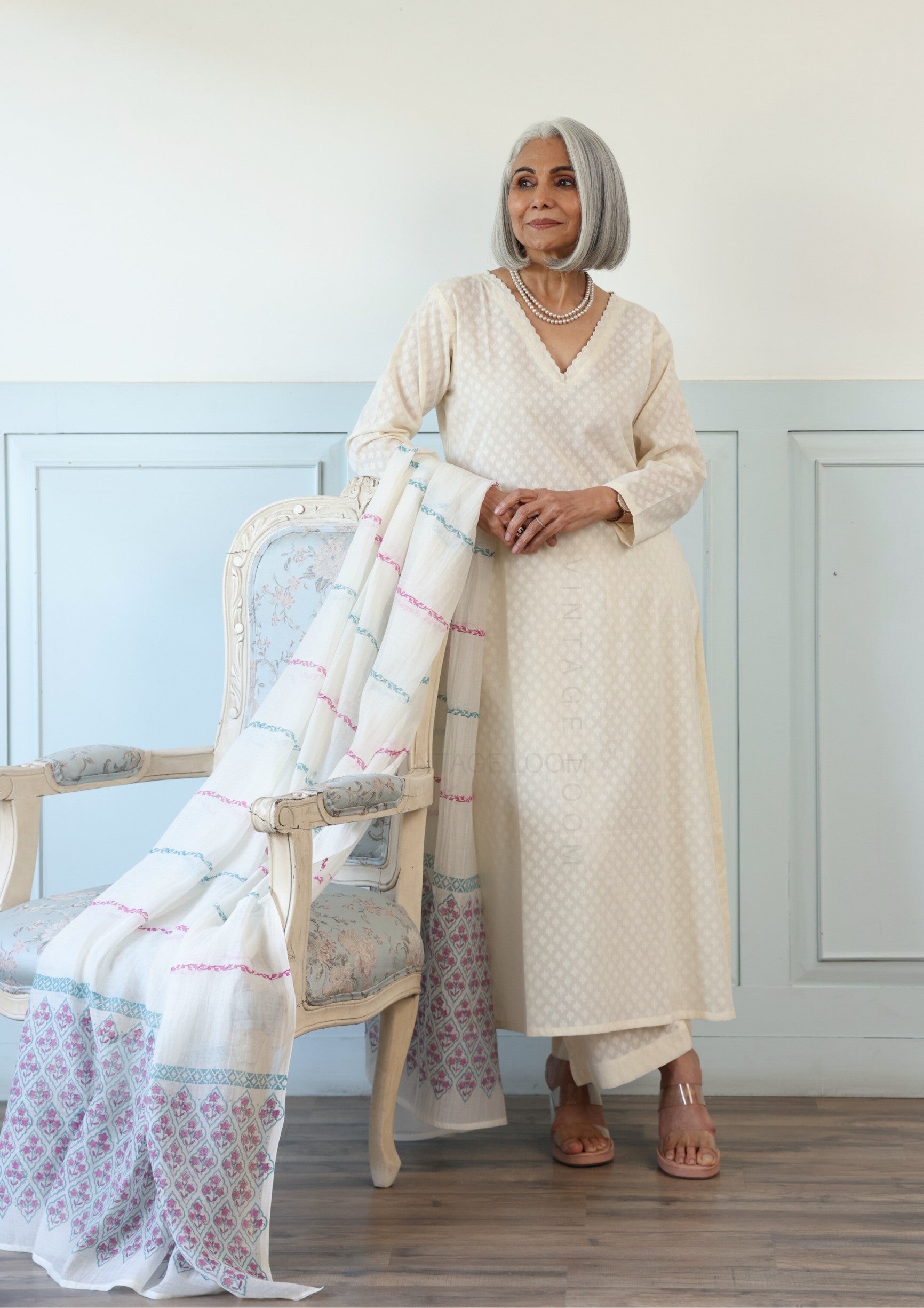 Ivory Pure Cotton Suit Set