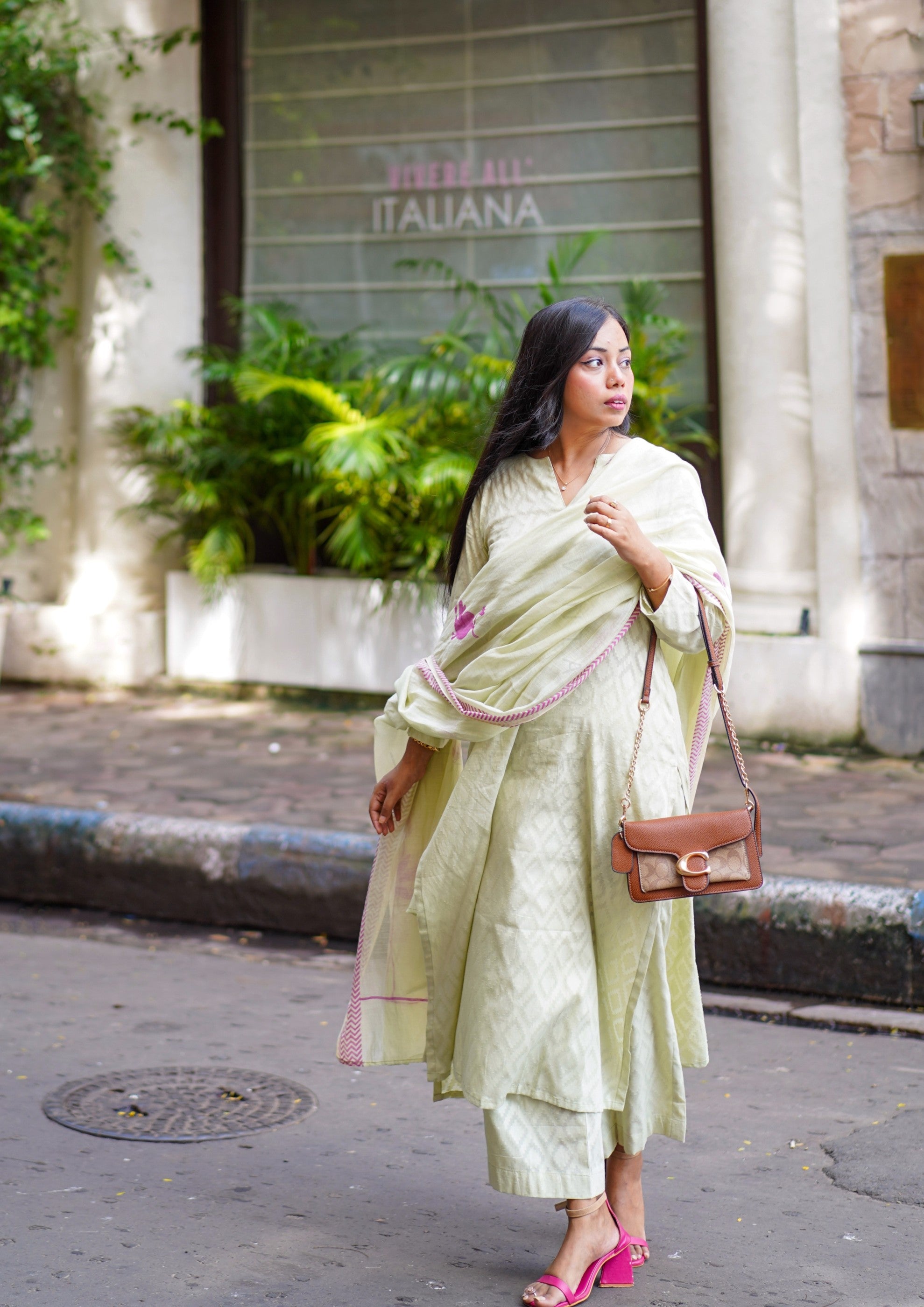 Lime Green Pure Cotton Suit Set