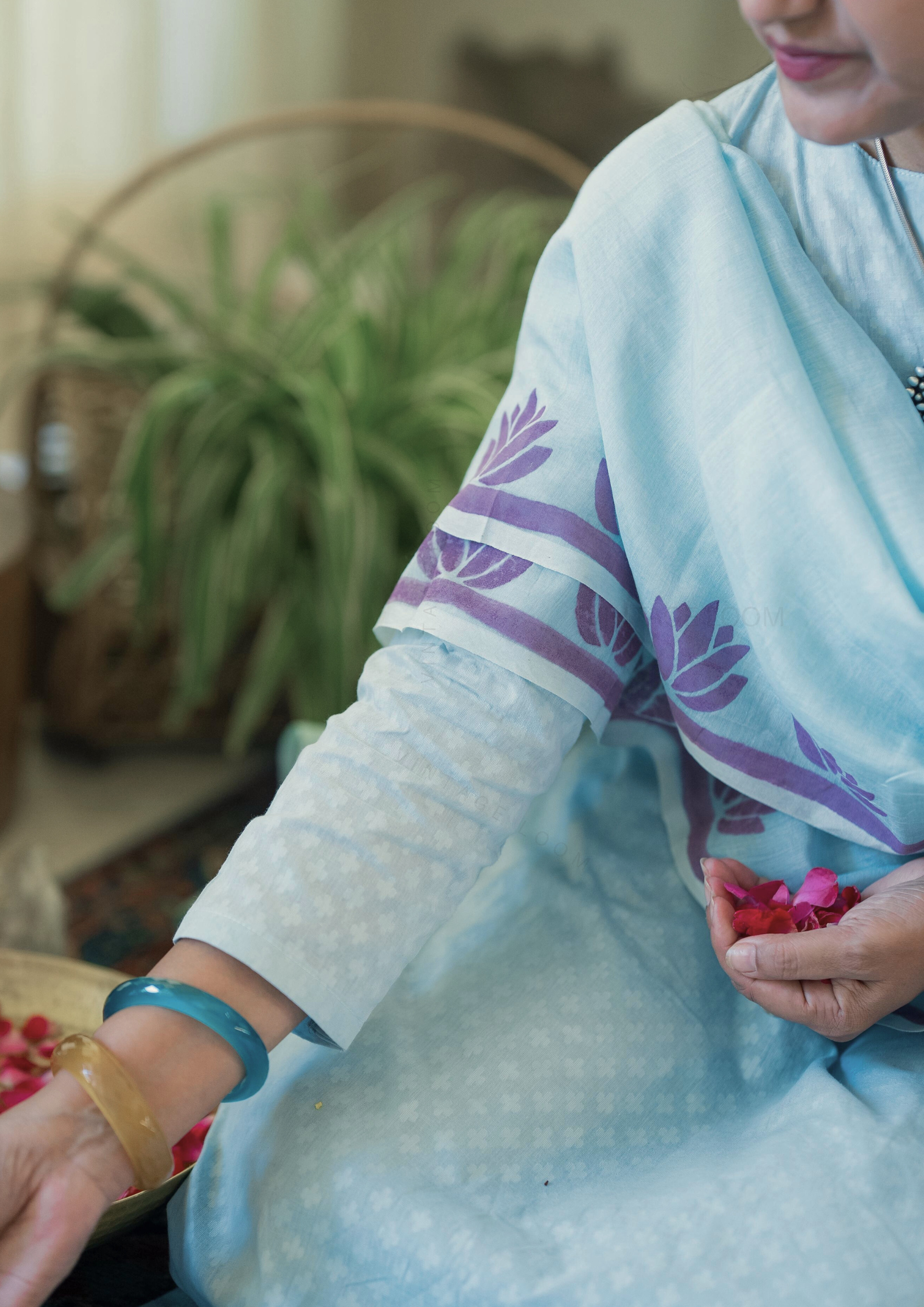 Sky Blue Pure Cotton Suit Set