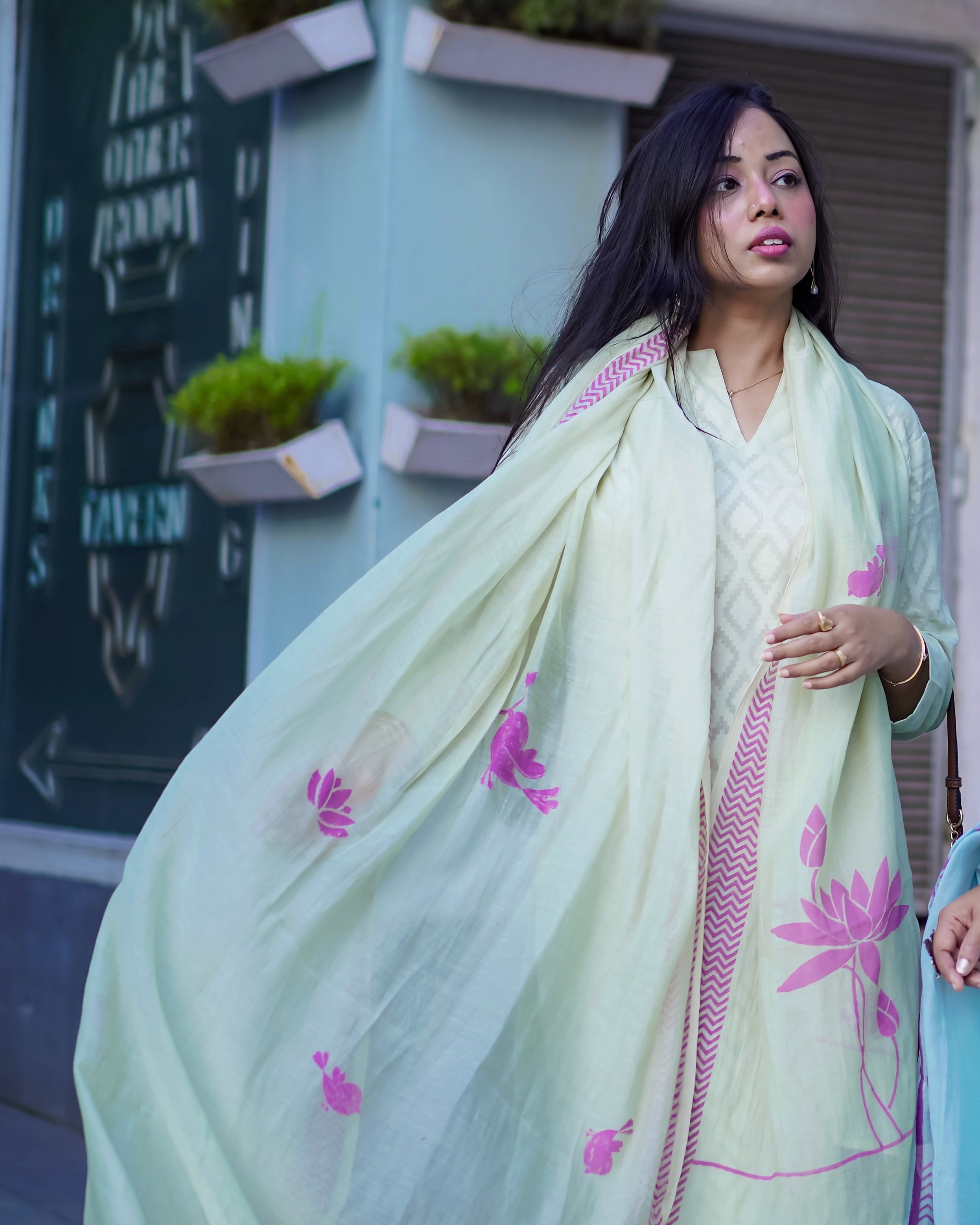 Lime Green Pure Cotton Suit Set