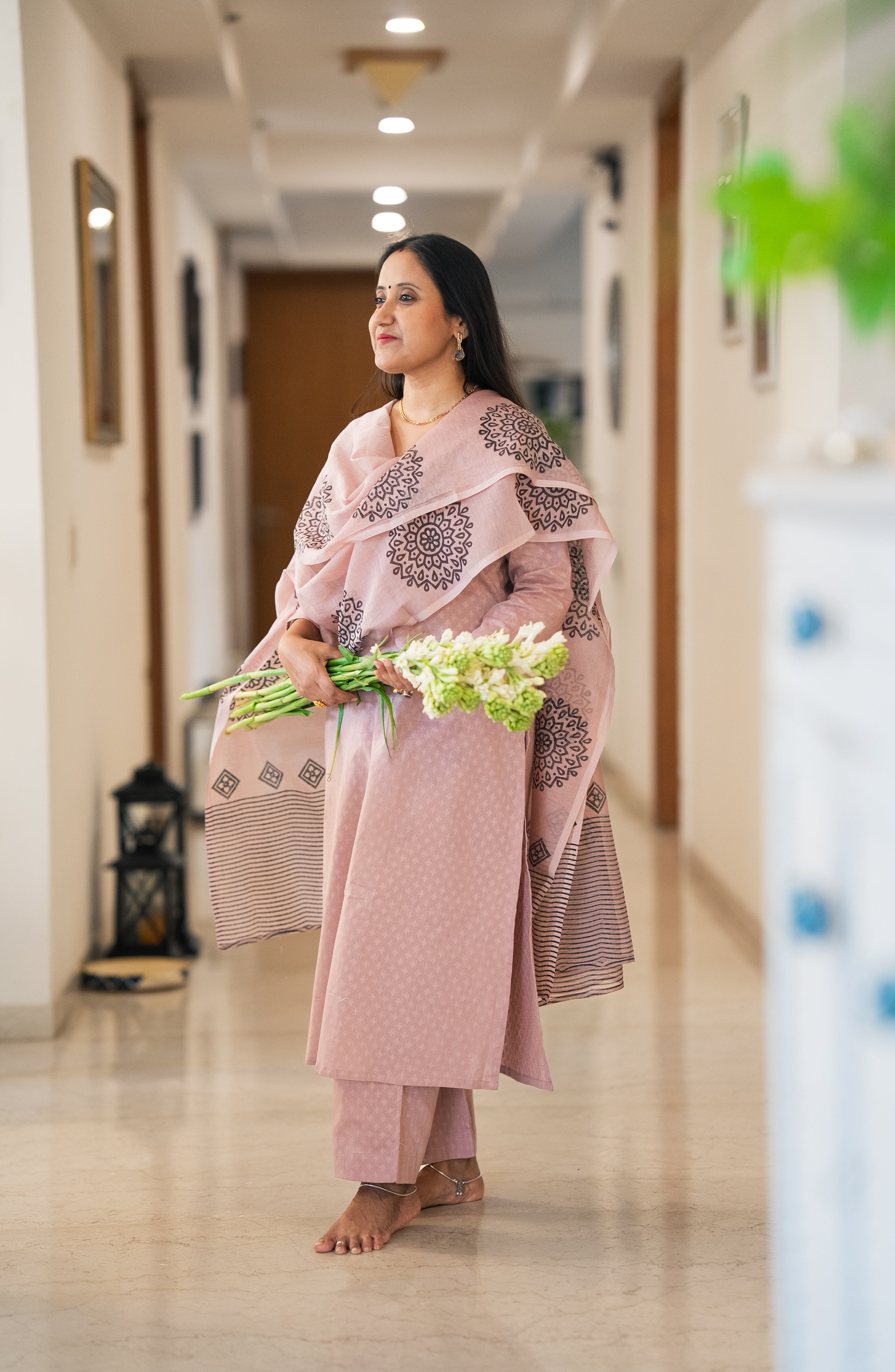 Old Rose Pure Cotton Suit Set